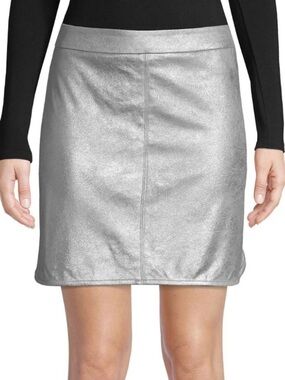 Highline Collective Metallic Silver Pencil Mini Futuristic Cyber-glam Skirt M